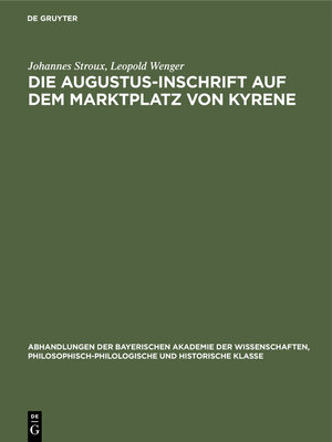 cover image of Die Augustus-Inschrift auf dem Marktplatz von Kyrene